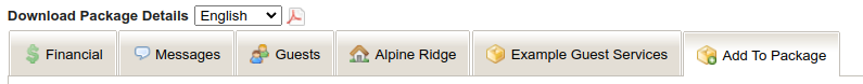 Select <strong>Add To Package</strong> on the right side to include a new booking.